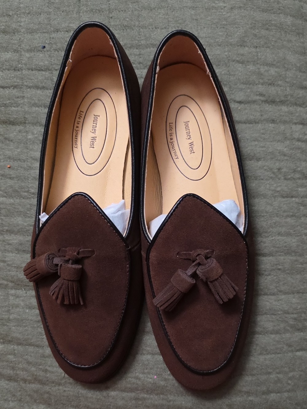 Journey West Chocolate Brown Suede Tassel Loafers